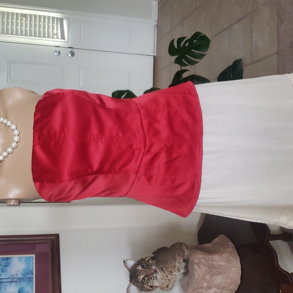 The Limited m strapless red satin top w/no slip grip